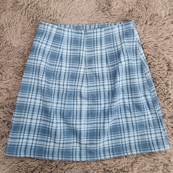 NWT Nordstrom Blue and White A-Line Checkered Mini Skirt - Picture 2 of 3